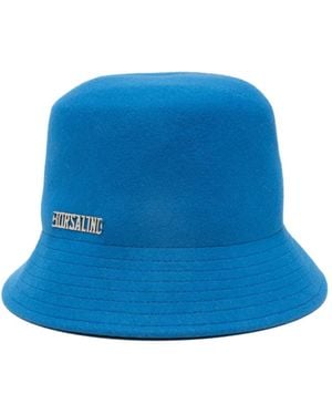 Borsalino Logo-Plaque Bucket Hat - Blue