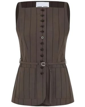 Samsøe & Samsøe Belted Square-Neck Blouse - Brown