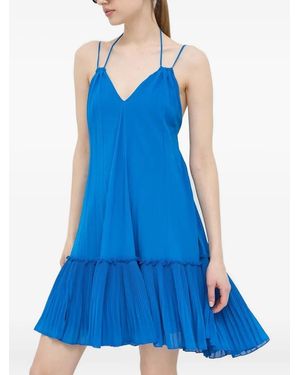 Beatrice B. Pleated Ruffled Mini Dress - Blue