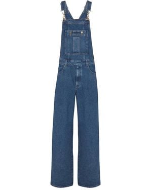 Balmain T-Bar-Fastening Denim Jumpsuit - Blue