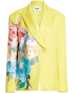 LEO LIN Blazer Jocelyn con bordado floral - Amarillo