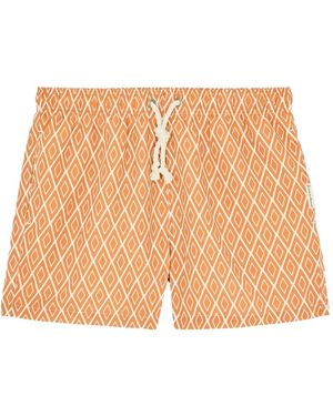 GASSA D'AMANTE Praiano Geometric-Print Drawstring Swim Shorts - Orange