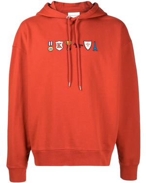 Maison Kitsuné Prizes Motif-Embroidered Cotton Hoodie - Orange