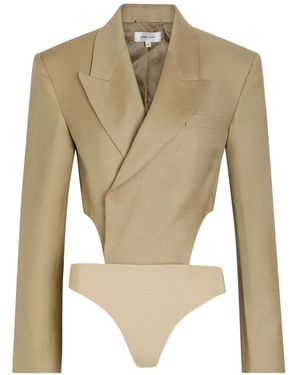 Ronny Kobo Florinda Cut-Out Double-Breasted Bodysuit - Natural