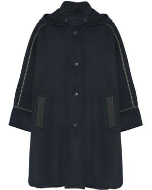 Yves Salomon Cashmere-Blend Hooded Cape - Blue