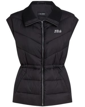 KARL LAGERFELD Drawstring-Waist Quilted Gilet - Black