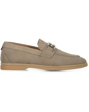 Bally Logo-Plaque Leather Loafers - Natural