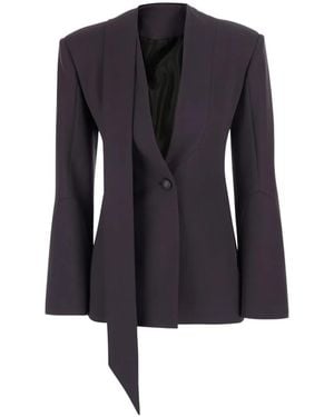 The Attico Scarf-Detail Single-Breasted Blazer - Blue