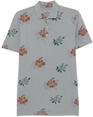 Gran Sasso Floral-Print Polo Shirt - Grey