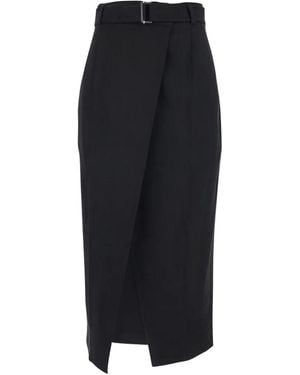 Tela Belted Wrap Midi Skirt - Black