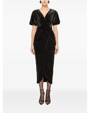 Nissa Glitter Velvet Midi Dress - Black