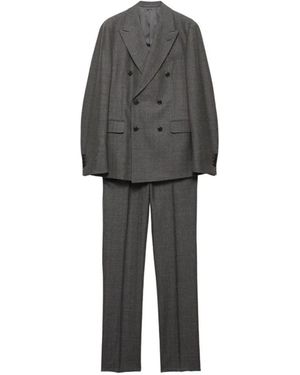 Prada Double-Breasted Wool Suit - Gray