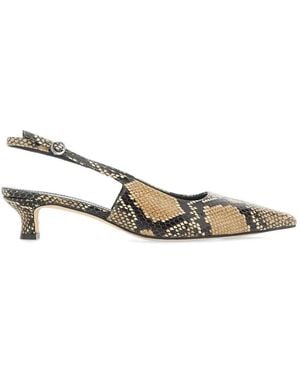 Aeyde Catrina Snake-Print Leather Slingback Pumps - Metallic