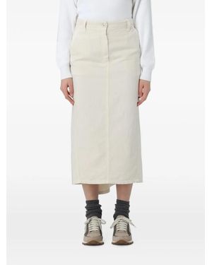 Brunello Cucinelli Button-Fastening Midi Skirt - White