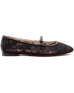 Roberto Festa Floral Strap Ballet Flats - Black