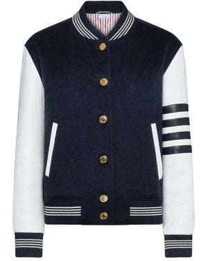 Thom Browne Long-Sleeve Varsity Jacket - Blue