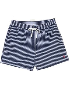 Polo Ralph Lauren Short De Bain Rayé À Lien De Resserrage - Blue