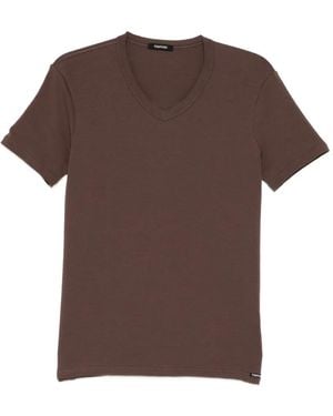 Tom Ford Logo-Patch T-Shirt - Brown