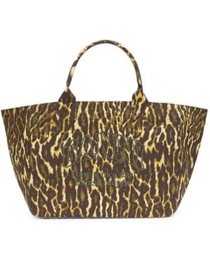 Ganni Xxl Leopard-Print Tote Bag - Metallic