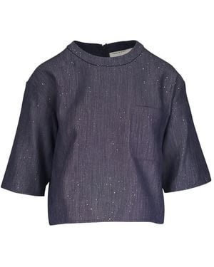 Twp Zip-Up Blouse - Blue