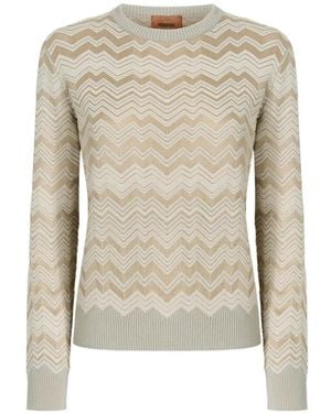 Missoni Zig Zag Viscose And Wool Crewneck Sweater - White