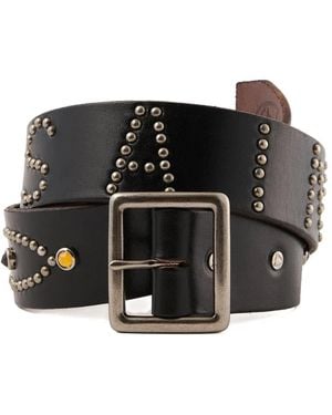 SAINT Mxxxxxx Stud-Embellished Belt - Black