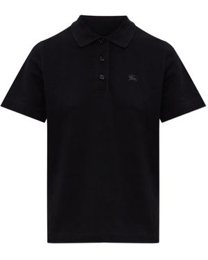 Burberry Logo-Embroidered Piqué Polo Shirt - Black