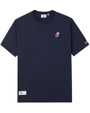 Chocoolate Bear-Appliqué T-Shirt - Blue