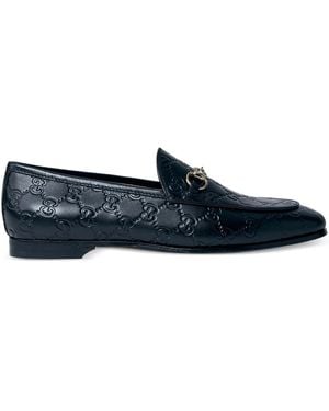 Gucci Jordaan Embossed Leather Loafers - Blue