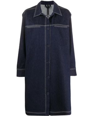 Sara Lanzi Single-Breasted Denim Coat - Blue