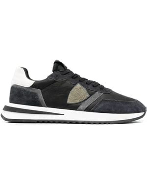 Philippe Model Tropez Calfskin Leather Trainers With Logo - Black