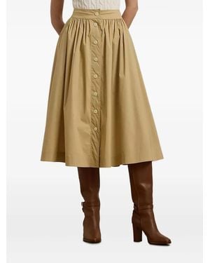 Ralph Lauren Button-Front Gathered Skirt - Natural