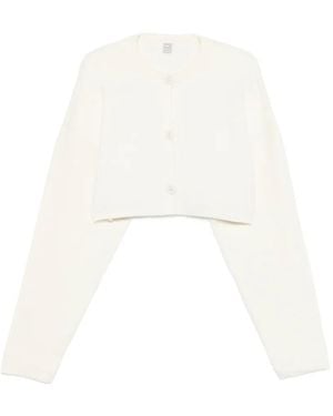 TOTEME Wool Cropped Cardigan - White