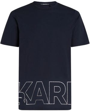 Karl Lagerfeld メタリック ロゴ Tシャツ - ブルー