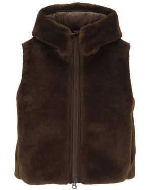 Save The Duck Hooded Faux-Fur Gilet - Brown