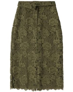 Simone Rocha Peeling Floral-Lace Midi Skirt - Green