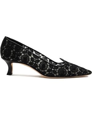 Manolo Blahnik 50Mm Euridi Lace Pumps - Black