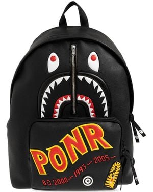 A Bathing Ape Shark-Motif Backpack - Black
