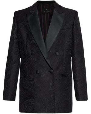 Etro Double-Breasted Paisley-Pattern Blazer - Black