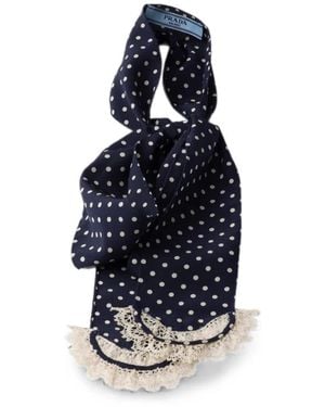 Prada Polka-Dot Marocain Scarf - Blue
