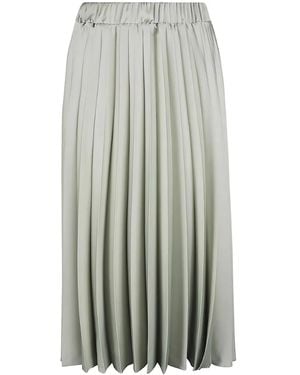 D.exterior Pleated Satin Midi Skirt - Green