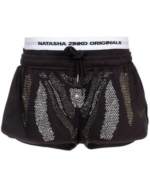 Natasha Zinko ラインストーン ショートパンツ - ブラック