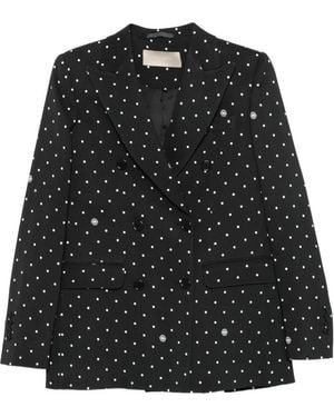 Elie Saab Polka-Dot Double-Breasted Blazer - Black