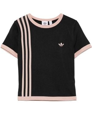 adidas Knitted 3-Stripes T-Shirt - Black