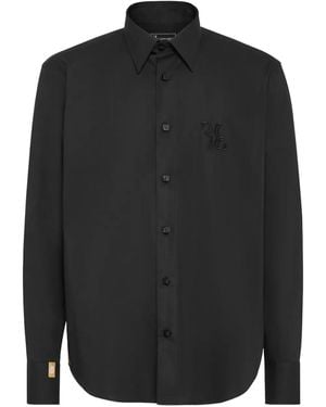 Billionaire Embroidered Cotton Shirt - Black