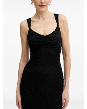 Guess Caitlyn Lace Flounce Midi Dress - Black