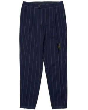Undercover Pinstripe-Pattern Tapered Pants - Blue