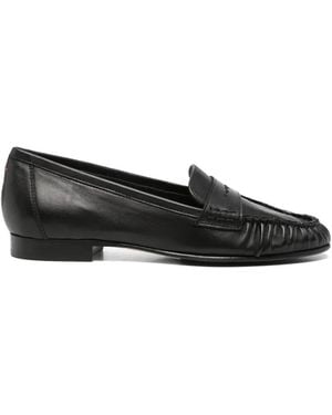 Aeyde Aldous Ruched Penny-Slot Loafers - Black