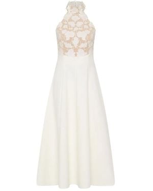 Rebecca Vallance Lace Halter Parrish Midi Dress - White
