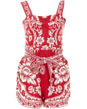 FARM Rio Guanacaste Gathering Romper - Red